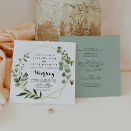 Convite Frente Tropical Verde e Casamento Trópico Dourado 