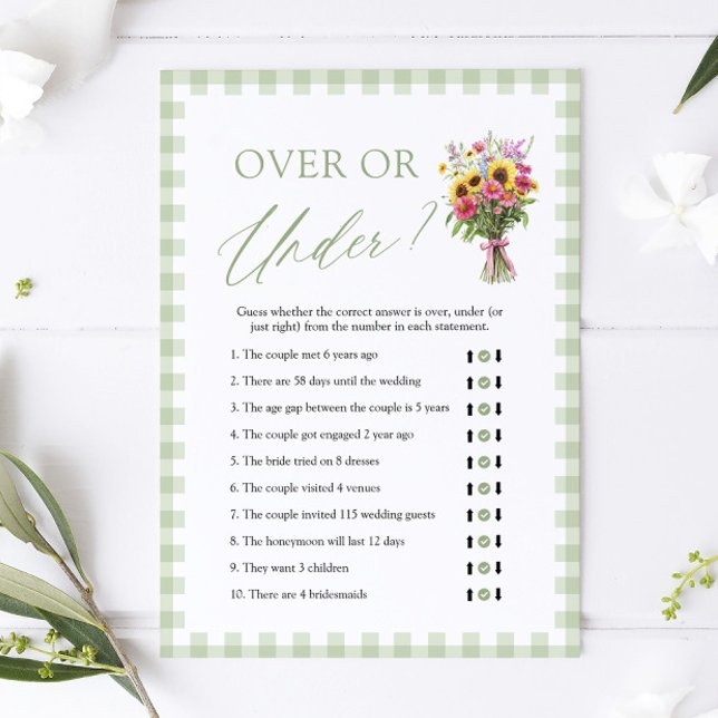 Convite Fresca do Mercado Acima ou Abaixo Chá de Noiva  (Fresh Off The Market Over Or Under Bridal Shower Game)