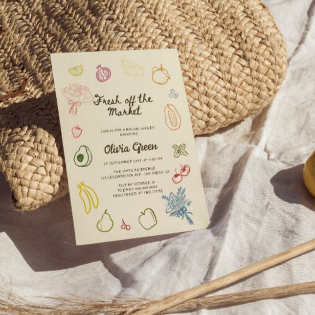 Convite Fresco Do Banheira Bridal Desenhada Da Mão Do Merc (Criador carregado)