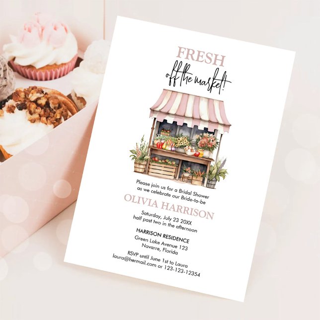 Convite Fresco do Chá de panela de Mercado do Agricultor (Criador carregado)