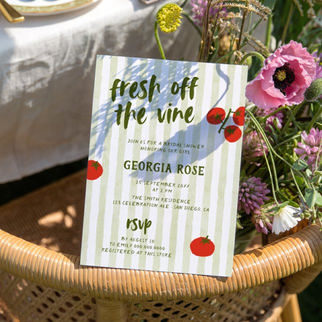 Convite Fresco Do Chá de panela Desenhado Da Mão De Tomate (Criador carregado)