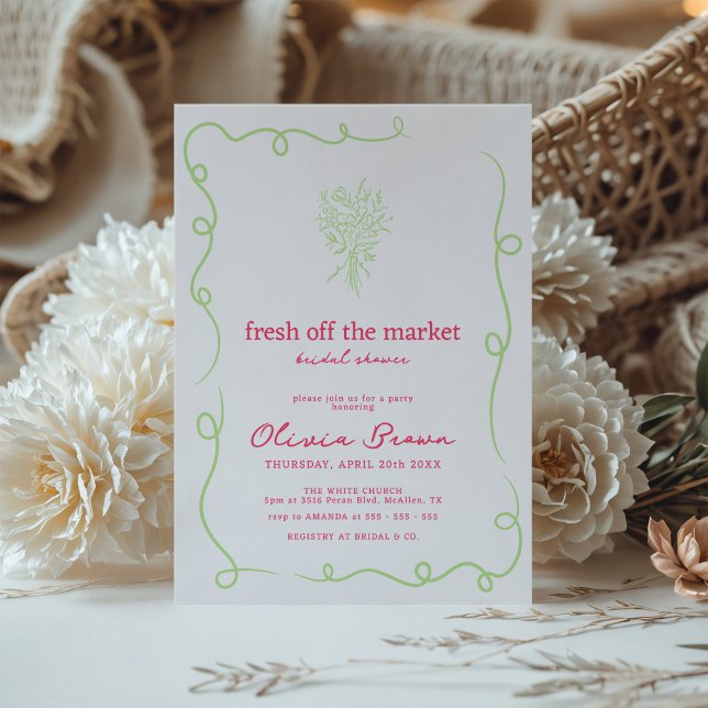 Convite Fresco do Chá de panela desenhado na mão do mercad (Criador carregado)