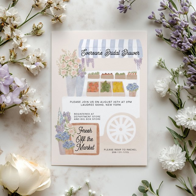 Convite Fresco do Chá de panela do carrinho de mercado (Criador carregado)