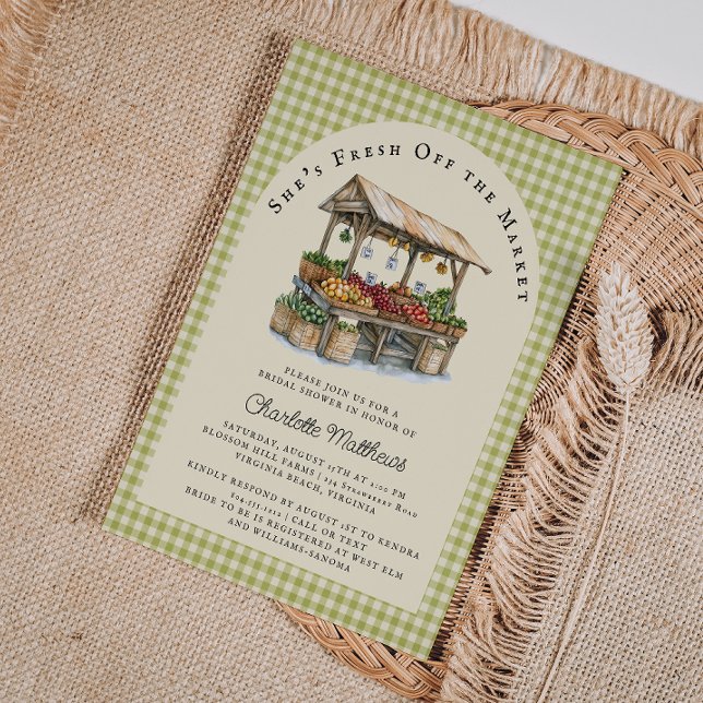 Convite Fresco do Chá de panela do mercado (Fresh Off the Market Bridal Shower Invitation )