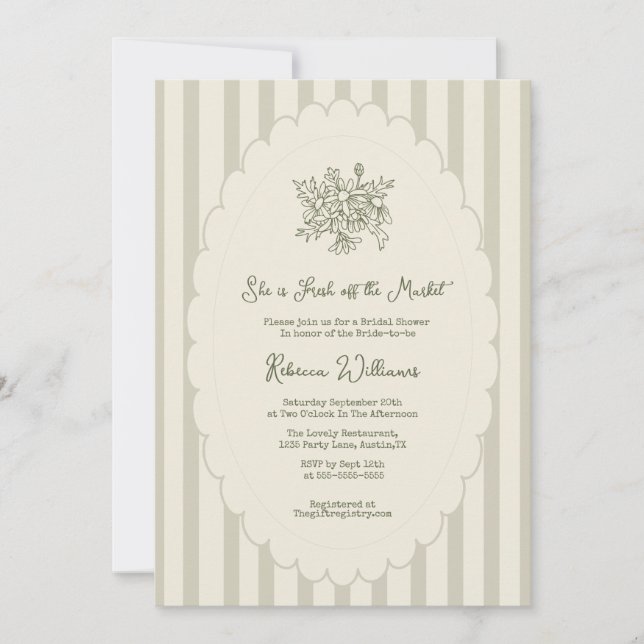 Convite Fresco do Chá de panela Verde da Sage do Mercado (Frente)