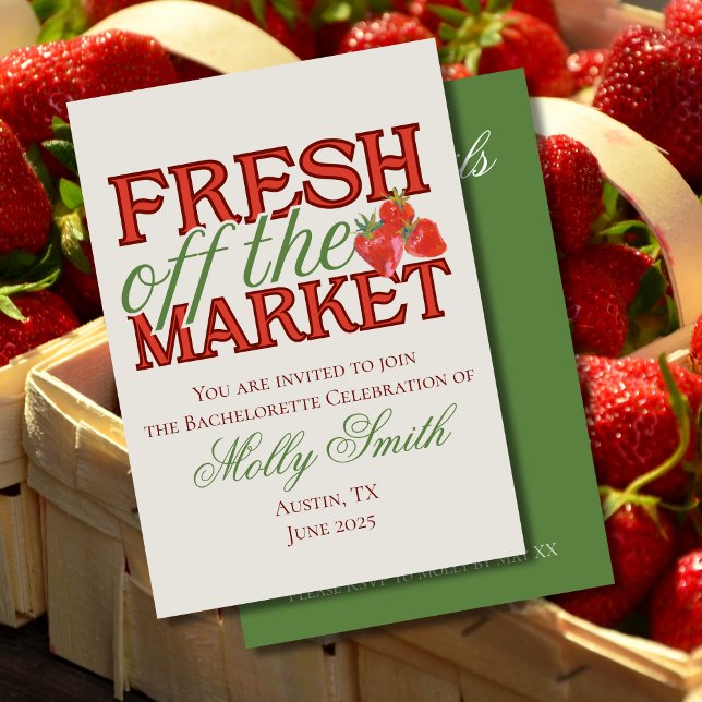 Convite Fresco do mercado - Bridal Moderna Personalizada (Fresh Off the Market invite with modern serif font – perfect for engagement or bridal celebrations!)