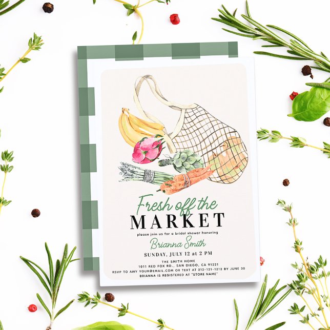 Convite Fresco do mercado Chá de panela francês da bolsa (Criador carregado)