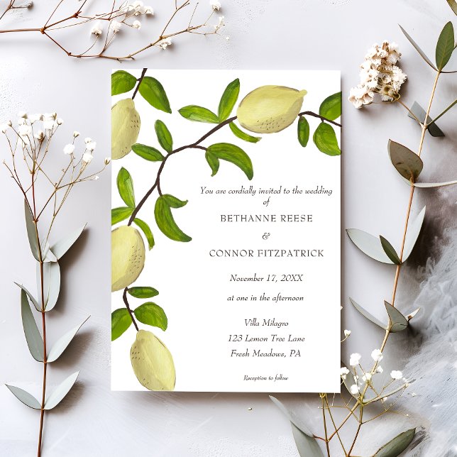 Convite Fresh Citrus Painted Lemons Mediterranean (Criador carregado)