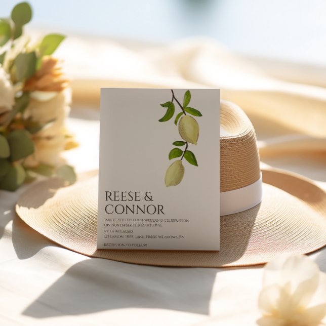 Convite Fresh Citrus Painted Lemons Modern Mediterranean (Criador carregado)