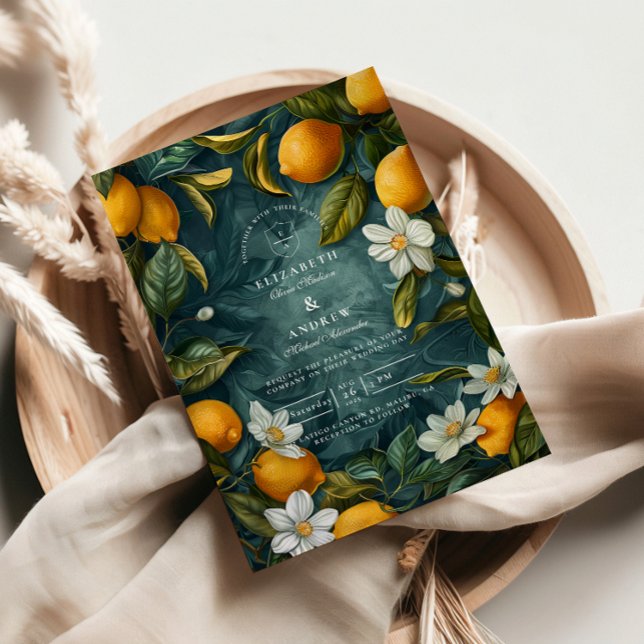 Convite Fresh Lemon Grove Botanical Wedding (Criador carregado)