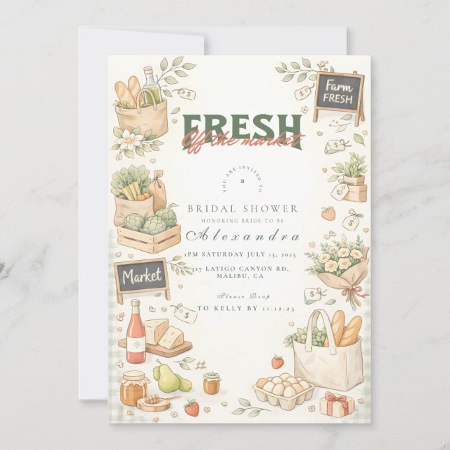 Convite Fresh Market Garden Bridal Shower (Frente)