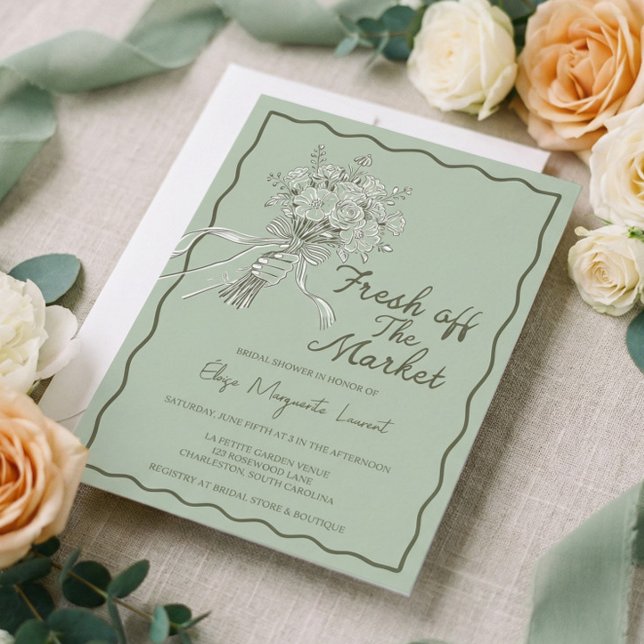 Convite Fresh Off The Market Bouquet Floral Bridal Shower (Fresh Off The Market Bouquet Floral Bridal Shower Invitation)