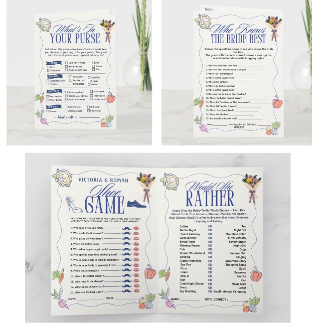 Convite Fresh Off the Market Bridal Shower 4 Games card (Fresh Off the Market Bridal Shower Wedding 4 Games fun funny party country rustic theme spring)
