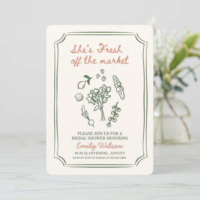Convite Fresh Off the Market Bridal Shower Invitation (Criador carregado)