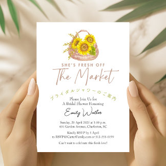 Convite Fresh Off the Market Bridal Shower Sunflower