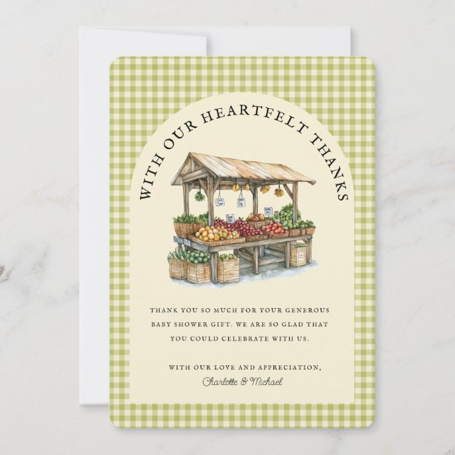 Convite Fresh Off the Market Bridal Shower Thank You Card  (Frente)