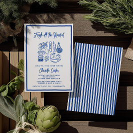 Convite Fresh Off The Market Bridal Shower Whimsical Blue