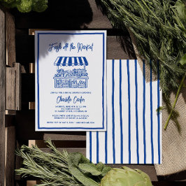 Convite Fresh Off The Market Bridal Shower Whimsical Blue