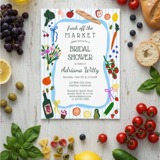 Convite FRESH OFF THE MARKET Cute Custom Bridal Shower (FRESH OFF THE MARKET Cute Custom Bridal Shower Invitation
)