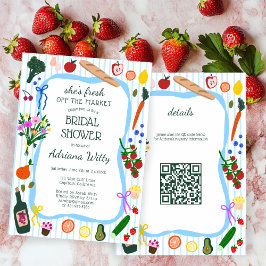 Convite FRESH OFF THE MARKET Cute Custom QR Bridal Shower