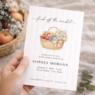 Convite Fresh Off the Market Fruit Basket Bridal Shower