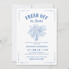 Convite Fresh Off The Market Garden Blue Bridal Shower 