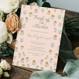 Convite Fresh Off The Market Sketch Floral Bridal Shower