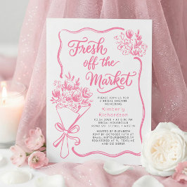 Convite Fresh Off The Market Whimsical Drawn Bridal Shower