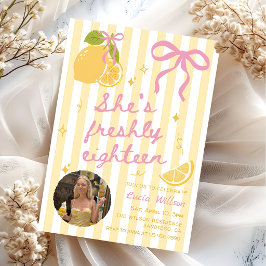 Convite FRESHLY Dezesseis Limões Rosa & Amarelo Aniversári