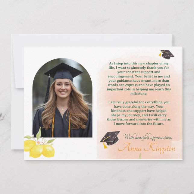 Convite Freshly Graduated Lemon Graduation Thank You Card (Frente)