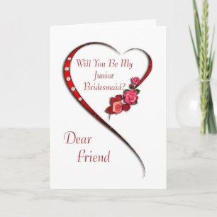 Convite Friend, Swirling heart Junior Bridesmaid invite
