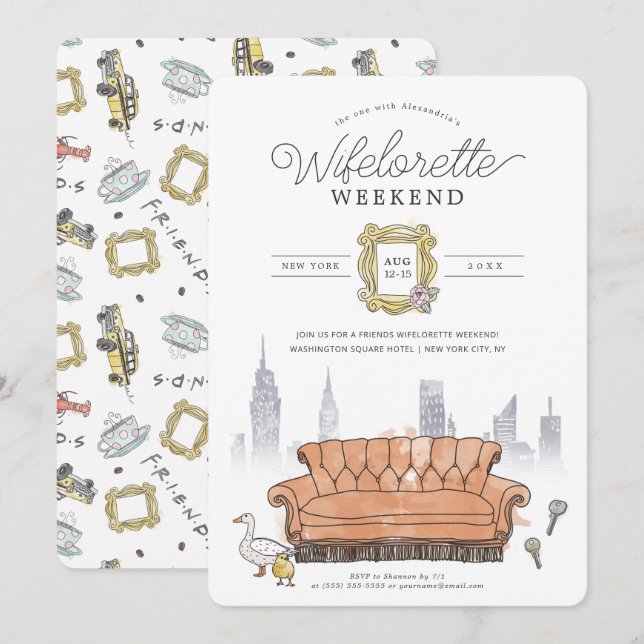 Convite FRIENDS™ | Fim de semana de festa de Wifelorette c (Frente/Verso)