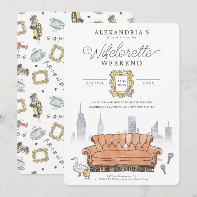 Convite FRIENDS™ | Fling After the Ring Despedida de Solte (Frente/Verso)