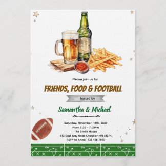 Convite Friends Food and Football party invitation