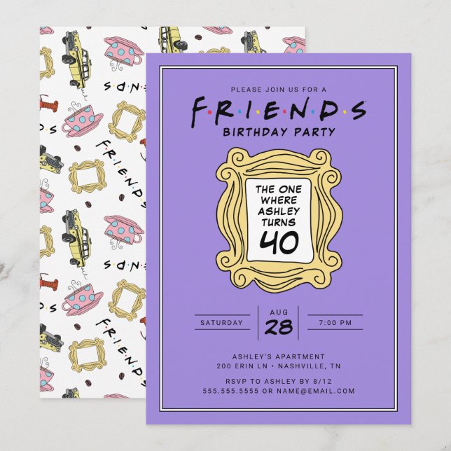 Convite FRIENDS™ | O da Festa dos 40 Anos (Frente/Verso)