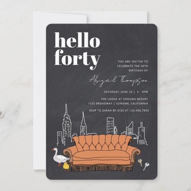 Convite FRIENDS™ | Quadro de Giz do Central Perk Aniversár (Frente)