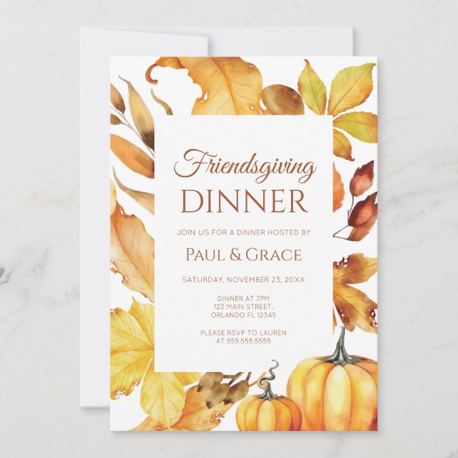 Convite Friendsgiving Dinner Invitation Fall (Frente)