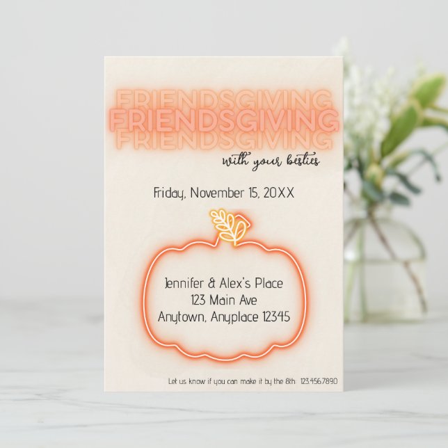 Convite Friendsgiving Invitation (Em pé/Frente)