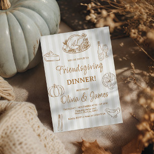 Convite Friendsgiving Listrado com Arte em Linha D