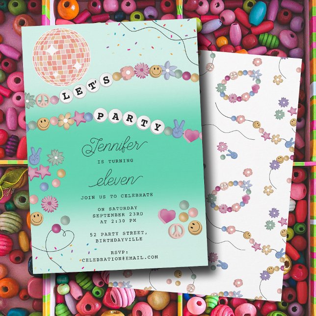 Convite Friendship Bracelet Girl Jewelry Birthday Party (Friendship Bracelet Girl Jewelry Birthday Party Invitation)