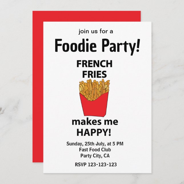 Convite Fries franceses Fries Fast Comida Foodie (Frente/Verso)