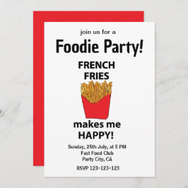 Convite Fries franceses Fries Fast Comida Foodie