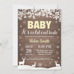 Convite Friozinho lá Fora, Cervo, Inverno, Chás de Bebê