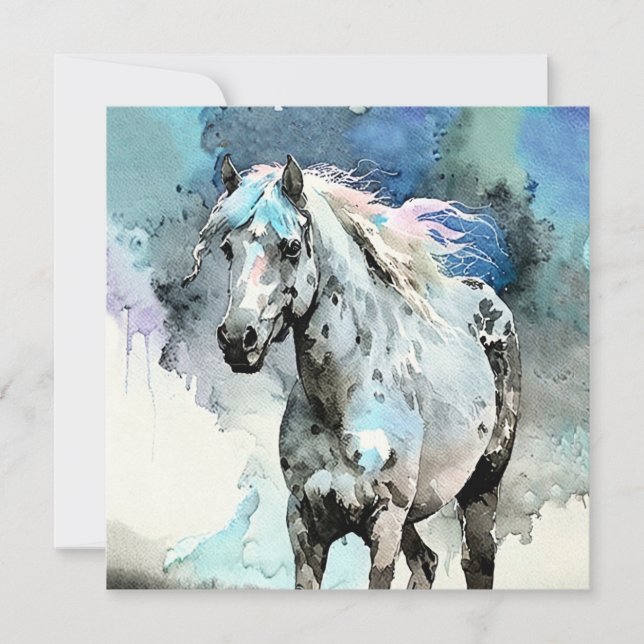 Convite Frisky Appaloosa Mare Watercolour (Frente)