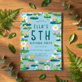 Convite Frogs and Lily Pads Cute CUSTOM BIRTHDAY PARTY