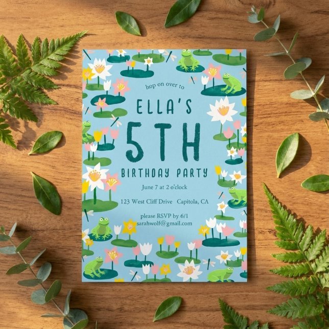 Convite Frogs and Lily Pads Cute CUSTOM BIRTHDAY PARTY (Frogs and Lily Pads Cute CUSTOM BIRTHDAY PARTY Invitation
)