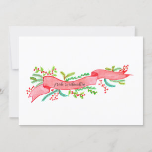 Convite Frohe Weihnachten, faixa natalina a aquarela
