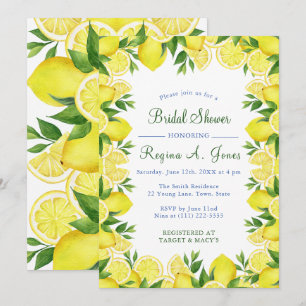 Convite Fronteira contínua de limão frutal floral em aquar