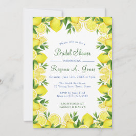 Convite Fronteira contínua floral de limão em aquarela