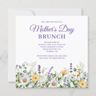Convite Fronteira de Aquarela de Flores Silvestres Brunch